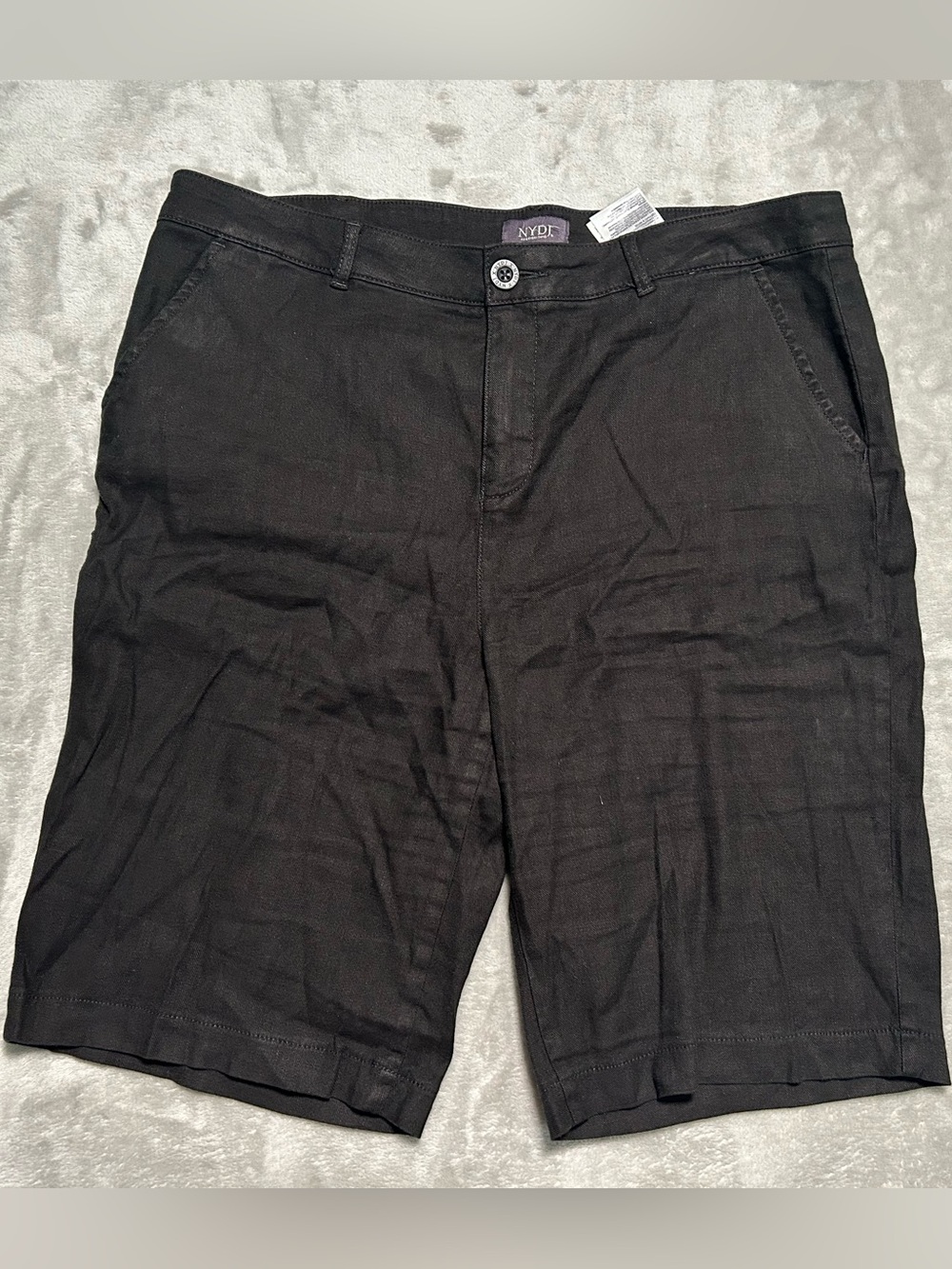NYDJ Linen Blend Bermuda Shorts Women’s 14 Black Lift Tuck